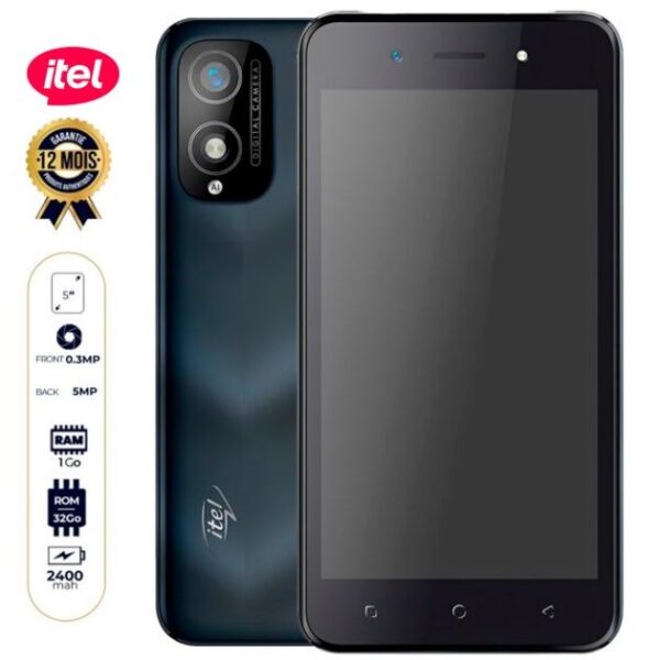 Smartphone Itel A18 - 32 Go - 1Go RAM - 5" - 2 Nano SIM - 5MP/0.3MP - 2400mAh -  12 Mois Garantie