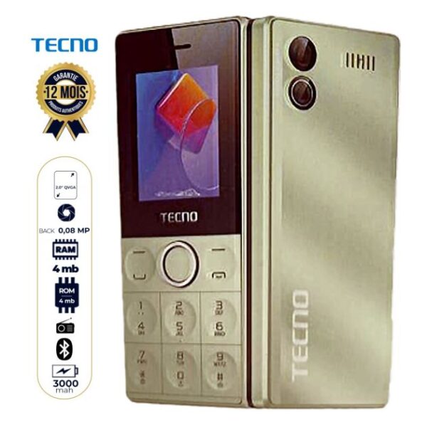 Téléphone portable Tecno T353 - 2" - 4 Mo/4 Mo RAM - 3000 mAh - Double Sim - Garantie 12 mois