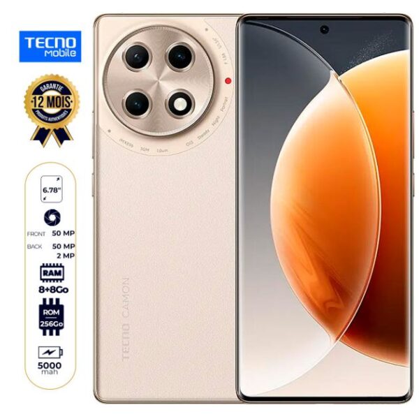 Tecno Camon 30S Pro - 256 Go - 8 Go RAM - 6,78'' AMOLED 120 Hz - 50 MP + 2 MP/ 50 MP - Dual Nano SIM - 5000 mAh - 12 mois Garantie